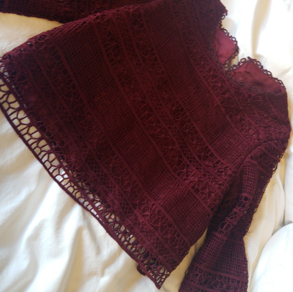 Ruby red cropped lace top